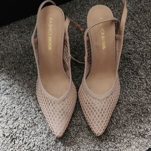 Fashion Nova Beige Mesh Heels